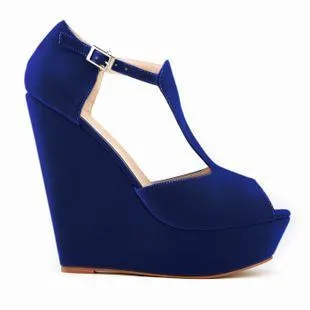 Sapato feminino Damen-Damen-Plateau-Peep-Toe-Wedges, exklusive High-Heels-Schuhe