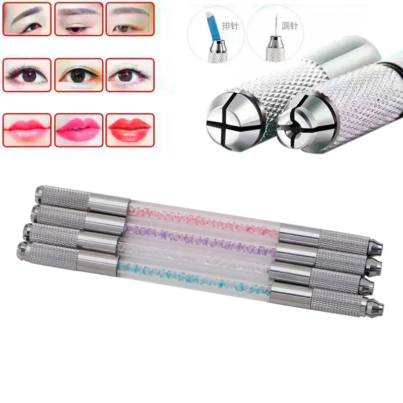 Groothandel Nieuwe Hot Selling Handleiding Dubbele Crystal Acryl Tattoo Pen Microblading Permanente Wenkbrauw Gereedschap Gratis Verzending