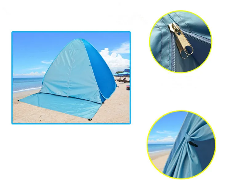 Outdoor-Camping-Unterstände, schnelle automatische Öffnung, Wanderzelte, 50 UV-Schutz-Zelt für Strand, Reisen, Rasen, Zuhause, mehrfarbig, mit Reißverschluss zu öffnen