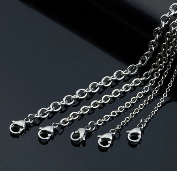 on sale wholesale jewelry stainless steel silver Smooth 3mm wide Round Rolo Link chain necklace fit pendant 18 inch-28 inch