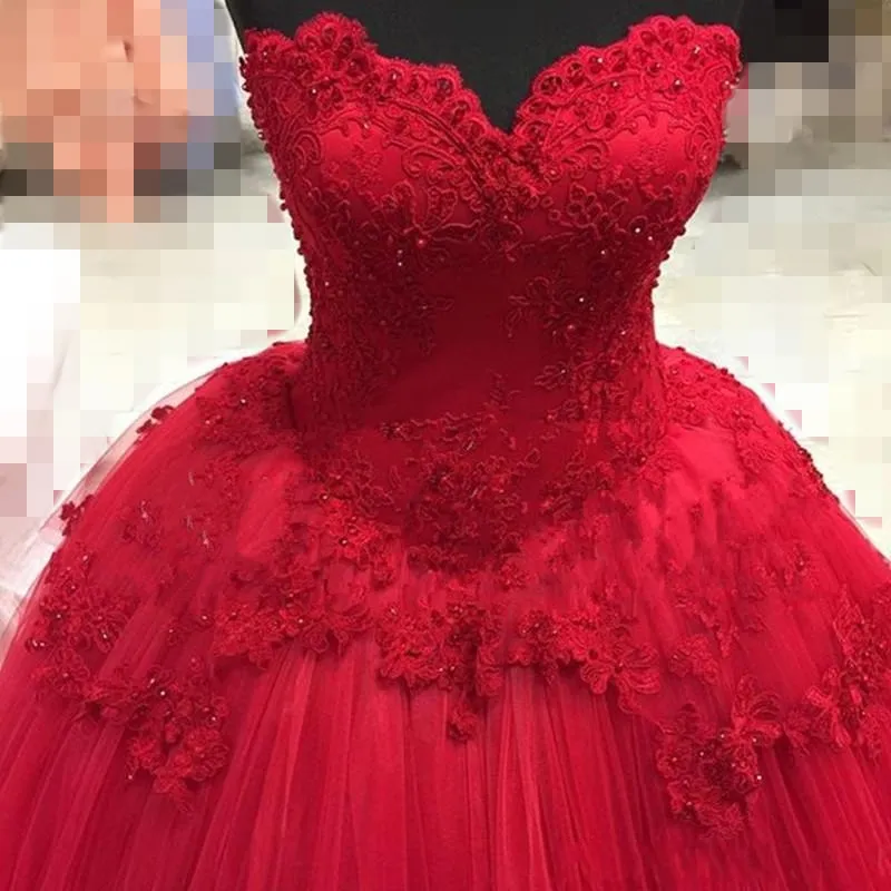 À la mode rouge dentelle robes De mariée 2020 nouveau Style chérie Appliques vente chaude robe De bal robe De mariée Vestido De Noiva