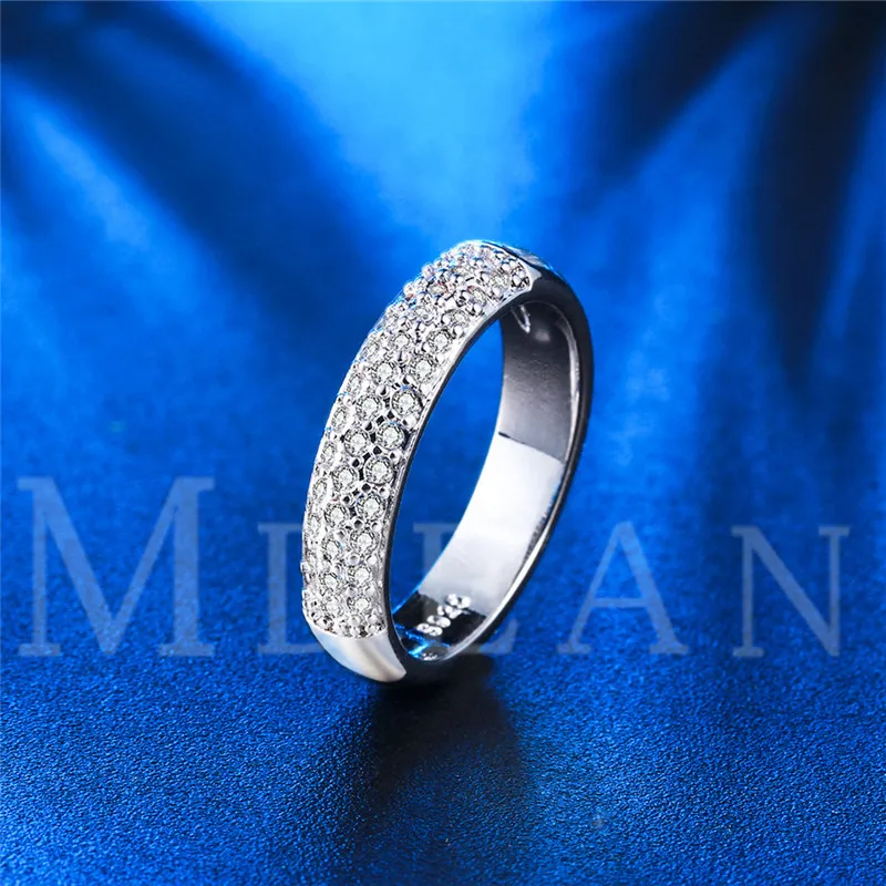 Hochwertiger Ehering aus 925er Silber, Partyringe mit Zirkonia-Ringen, passend für Anzugfrauen, Rings1472915