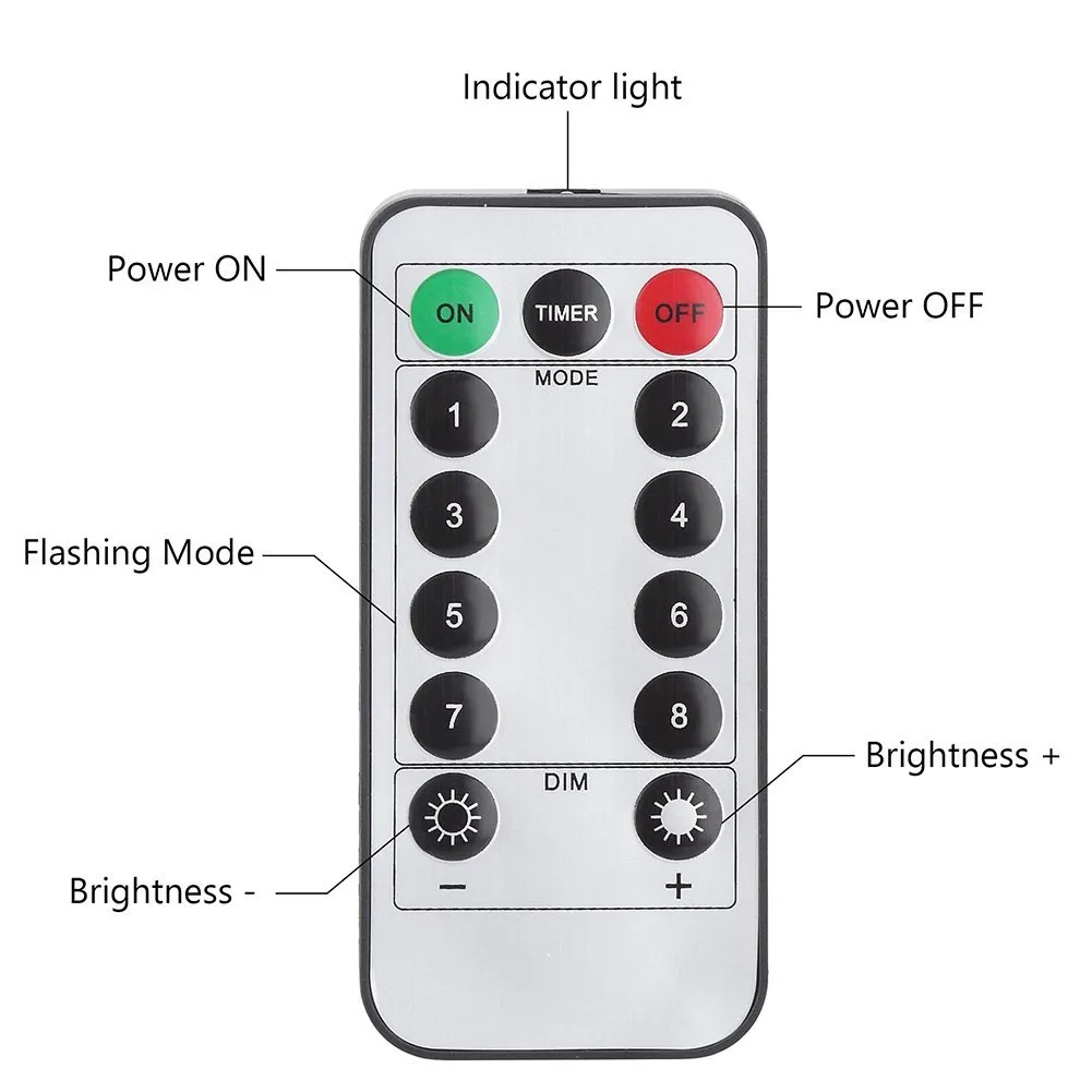 8 Modi Remote Controller String Lights 5 M 50leds 10 M Timer Functie Zilver Draad Outdoor Led Fairy Operated Light