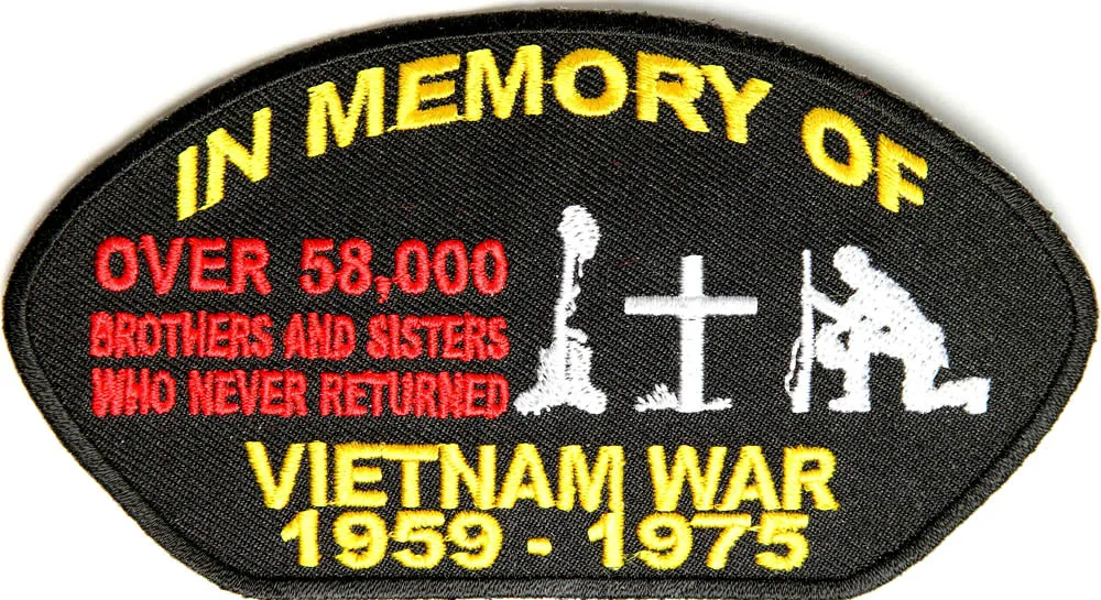 Heißer Verkauf benutzerdefinierte In Erinnerung an Vietnam Cap Patch benutzerdefinierte Abzeichen Eisen auf oder Nähen Jacke Rückseite oder Brustgröße kostenloser Versand