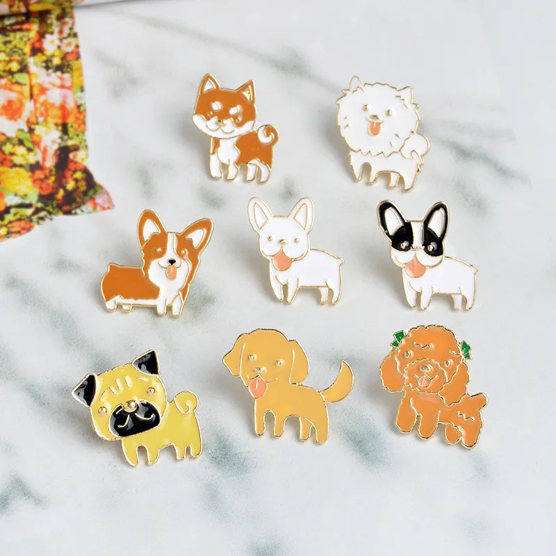 Poodle Pomeranian Corgi Bulldogs Broches de Cão Esmalte Duro Pin Lapela Pin Emblema Presente Para Os Amantes do Cão