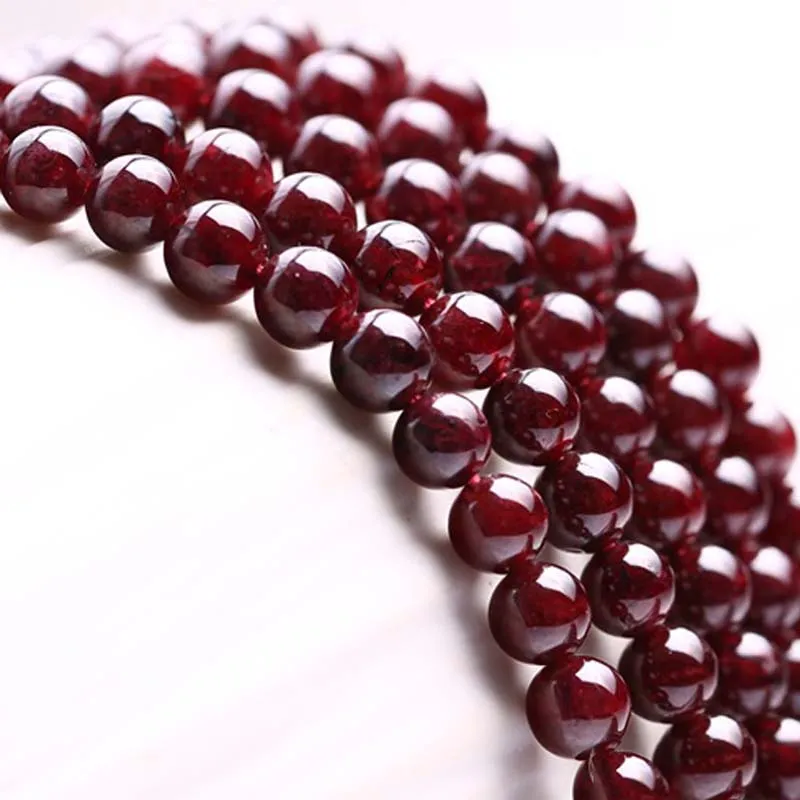 Perle di pietra sciolte rotonde rotonde granato rosso naturale 6mm-10mm collane o braccialetti fai da te gioielli adatti Spedizione gratuita