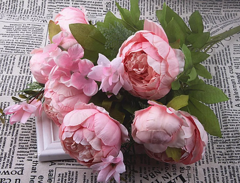 Tipo-2 5 bouquet artificiale Peonia fatta a mano di fiore in stile rurale Gamme la casa da sposa Decorazione di bouquet