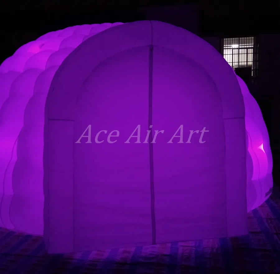 Tenda gonfiabile su misura della cupola dell'iglù del LED fatta in Cina con 4 entrate e 4 tende delle porte il tetto