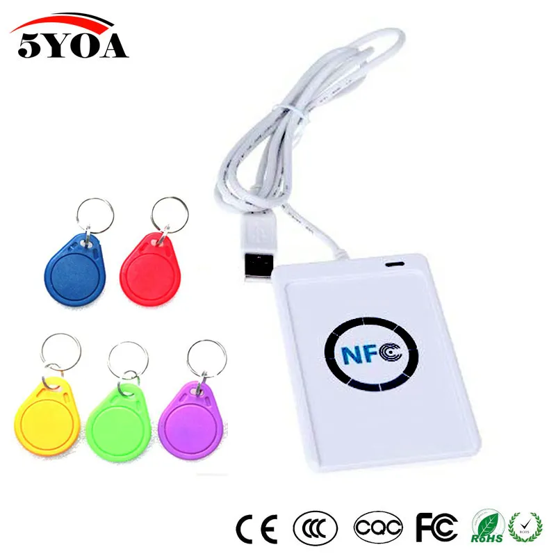 USB ACR122U NFC RFID Smart 13.56mhz Lector de tarjetas Escritor Copiadora Duplicadora