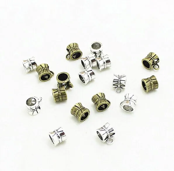 NUOVO 1000/lotto Argento antico bronzo Bail perline Branelli del distanziatore per Pendenti Pendenti Fit Braccialetto Europeo 10x8mm foro 4.5mm