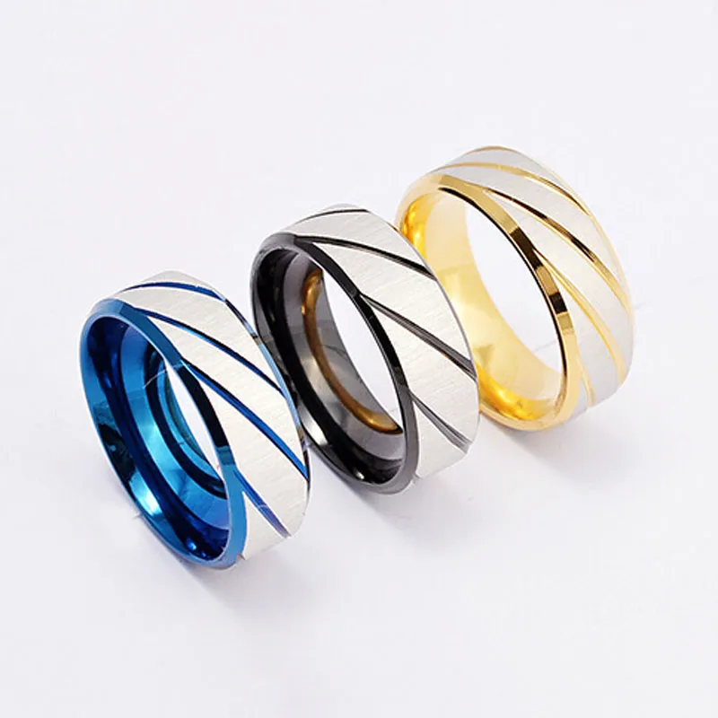 Dull Polish Twill Ring Band rostfritt stål Blue Gold Rings Kvinnor Mens Wedding Gift Fashion Jewelry Will and Sandy