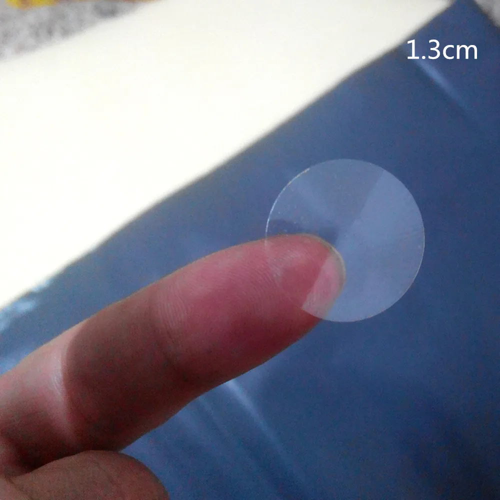 1.3 cm 0,5 cali średnicy Przezroczysty Okrągły PCW Uszczelnienie Etykieta Naklejka 7920 sztuk / partia Retail Clear Circle Plastikowa Klej Uszczelka Naklejka Naklejka