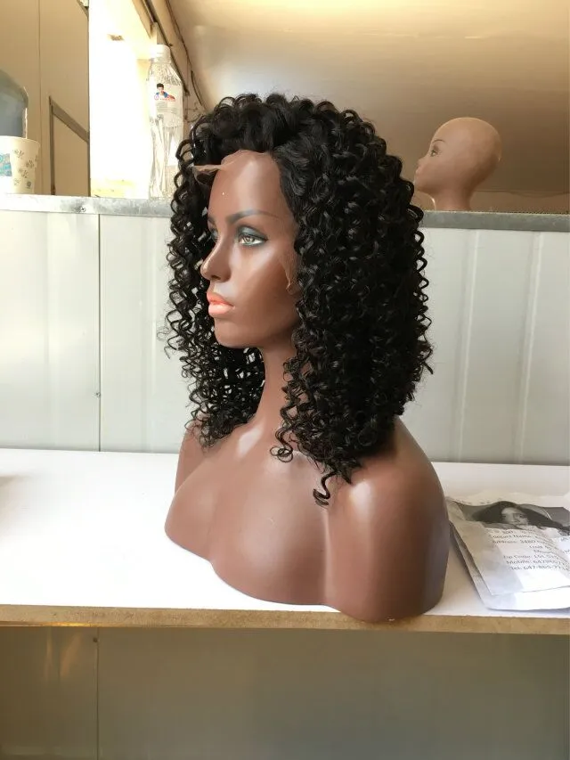 Best Quality Kinky Curly Full Lace Wig 130% Density Glueless Brazilian Human Hair Lace Front Wigs For Black Women