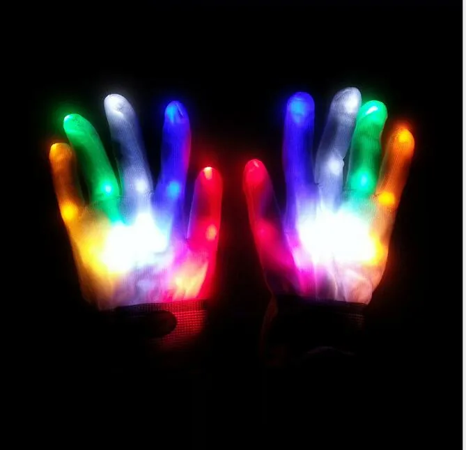 Led flashing rainbow gloves light shows halloween cosplay ghost glove mitts colorful led Light Up toy Halloween Dance Rave Party Fun