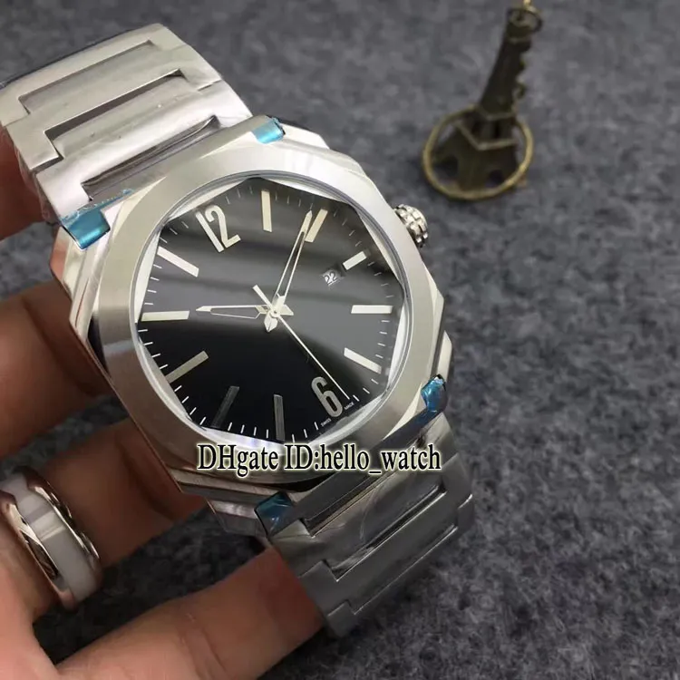 Barato novo OCTO SOLOTEMPO 42mm mostrador preto 102704 102031 BGO41BSSD Japão quartzo relógio masculino pulseira de aço inoxidável relógios novos