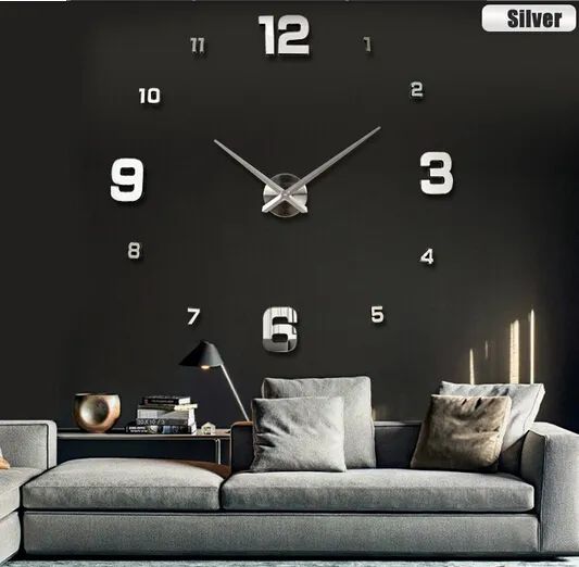 Simple Design Mirror Number Sticker Wall Clock Wall Art DIY Wall Clocks Arcylic 3D Quartz Clock Watch DIY Home Decor