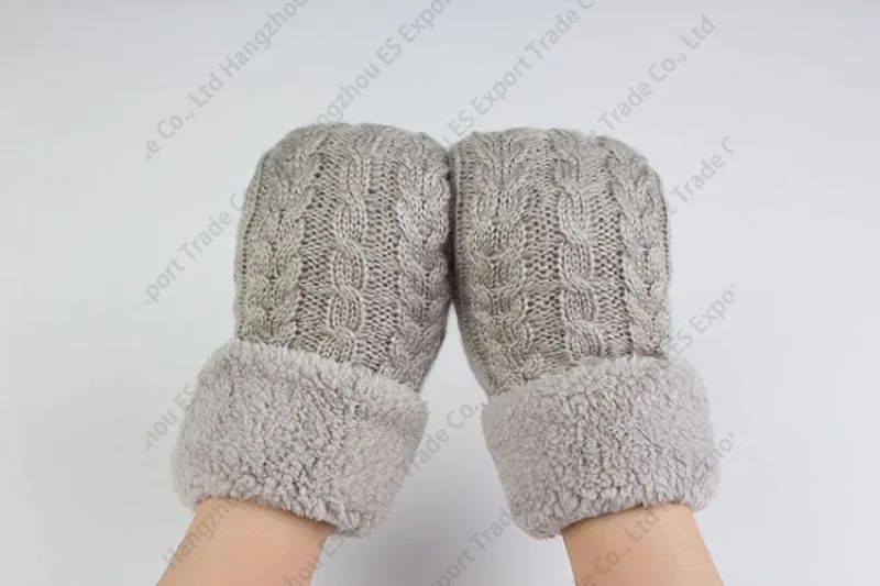 Sticked Woolen Mittens god kvalitet mjuk varma vinter kvinnliga handskar rena 5 färger hela8126928