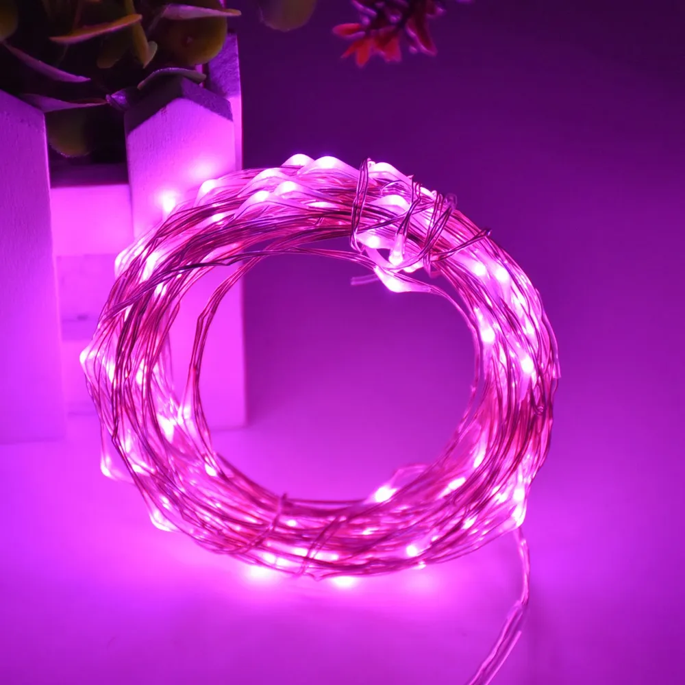 10M 100led 3AA Alimentato a batteria LED esterni Filo d'argento Filo di rame Fata Luci stringa Decorazioni feste di nozze di Natale Illuminazione ghirlanda