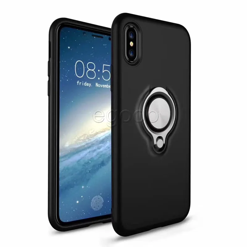 Hybrid Armor Defender Case 360 Ring Stand Holder Magnetic Back Cover with Retail Package For iPhone X XS Max Xr 8 Plus 7 6 6s Plus 5 5S SE