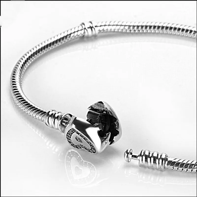 1 pz moda genuino 100% argento sterling 925 strass sentire design braccialetto con clip adatto europeo branello di fascino autentico regalo di gioielli fai da te di lusso