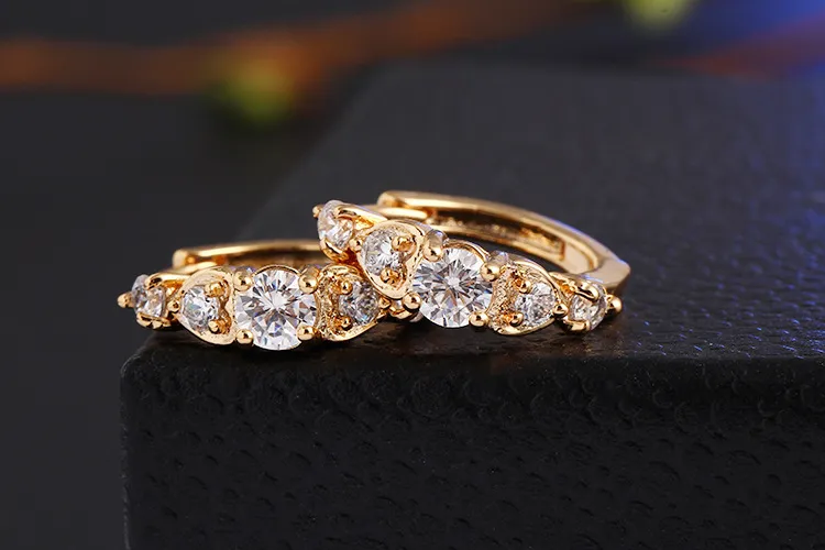 High quality fashion stud Earrings women's Fashion Crystal Rhinestone CZ Gold Plated Earrings For ladies luxury Jewelry Hot sale