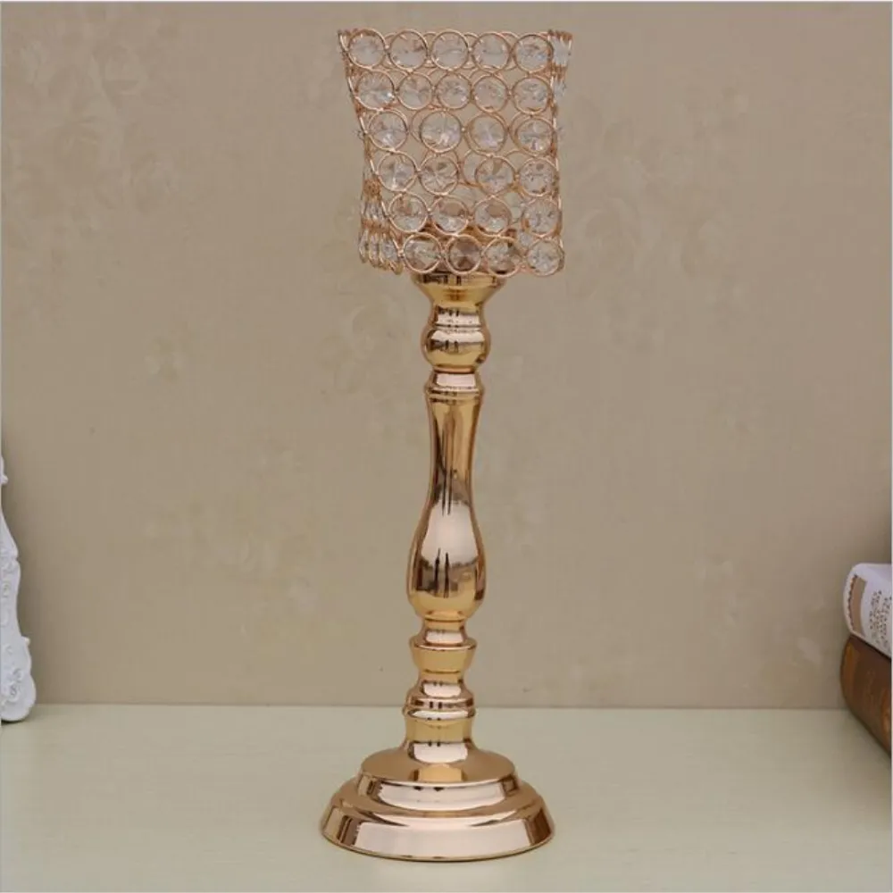 New creative metal gold plated candle holder with crystals wedding candelabra/centerpiece decoration candlestick
