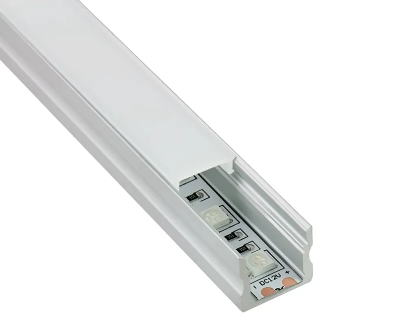 10 x 1m sets / partij geanodiseerd zilver vierkant geëxtrudeerd LED-aluminium kanaal voor SMD5630 vloeren of wandverlichting