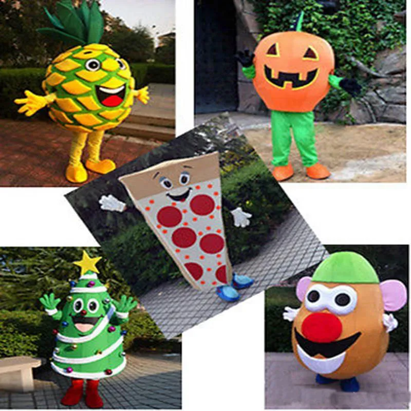 Frukt Grönsaker Mascot Kostymer Komplett Outfits Pumpa Julgran Kostym Vuxen Barnstorlek Fancy Halloween Party Dress