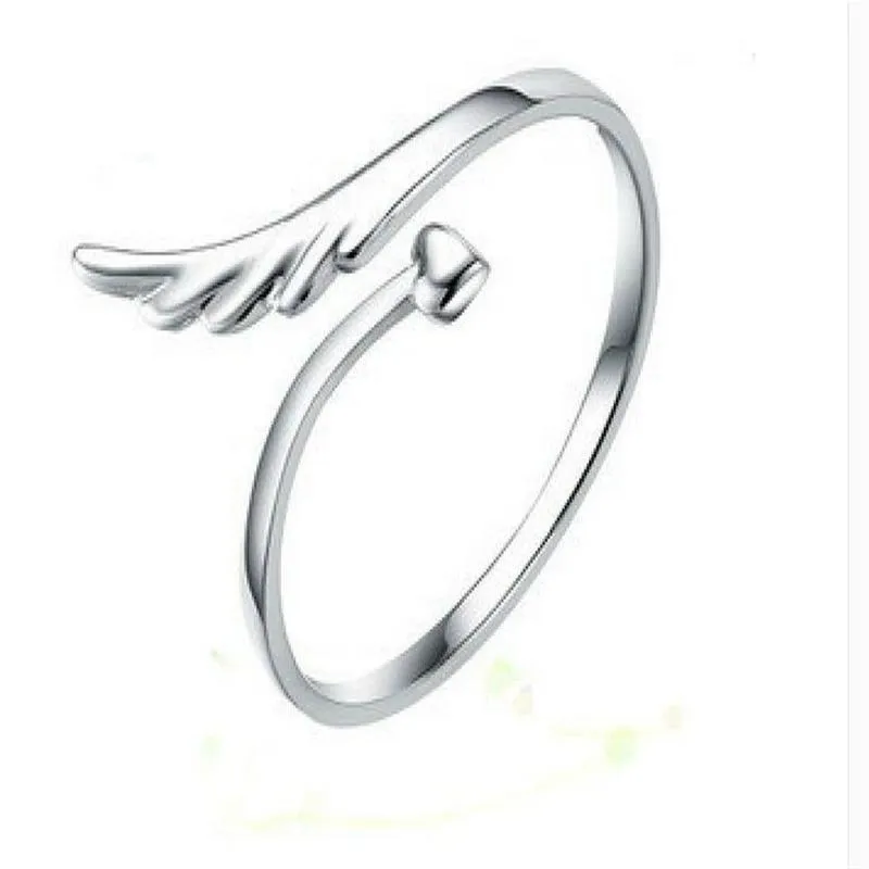 Verzilverde Joint Joint Angel Wings Opening Ring Nieuwe Patroon Ringen Voor Meisje Vrouwen Gift Sieraden