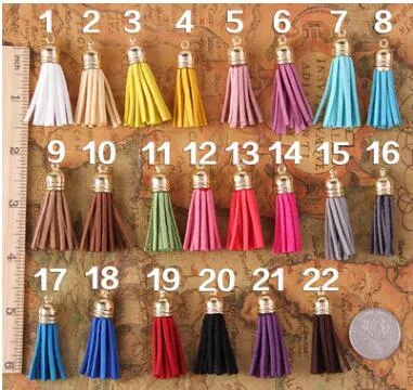 Mix Color Tassel For Keychain Cellphone Straps Jewelry Charms Leather Handmade Tassels With Metal Caps