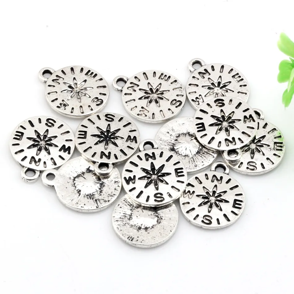 Alloy Compass Camping Hiking Outdoor Adventure Travel Charms Pendant DIY Jewelry 13.5x16mm