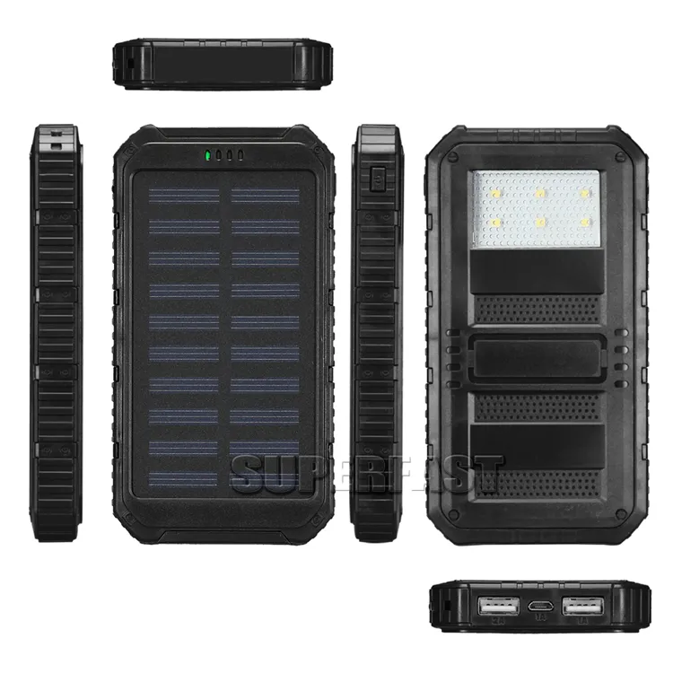 Shockproof 4000 mAh Solar Charger Bank 6000 mAh Portable solpaneler 8000 mAh Funktionella solladdare för MP3 MP4 med detaljhandelspaket