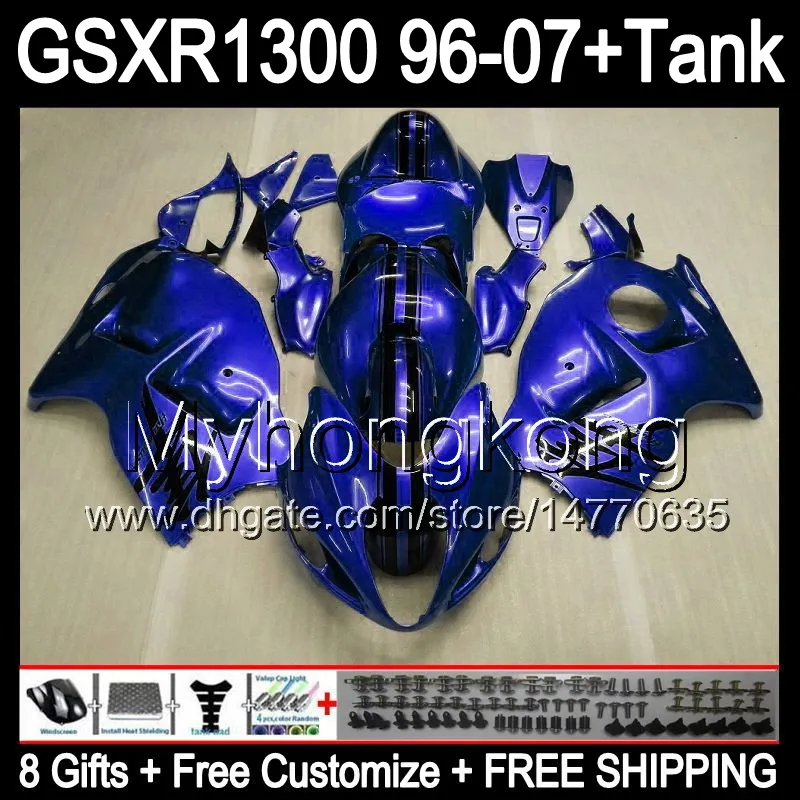 gloss blue 8gift For SUZUKI Hayabusa GSXR1300 96 97 98 99 00 01 13MY213 GSXR 1300 GSX-R1300 GSX R1300 02 03 04 05 06 07 gloss blue Fairing