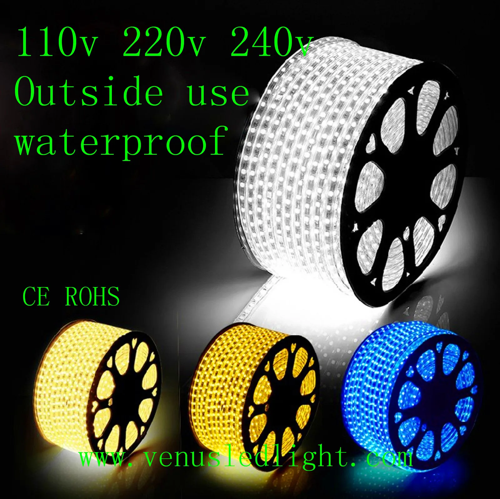 100m LED Strip Light 60led Elastyczne 110 V / 220 V Wodoodporny SMD 3528 5050 Chiristmas Led Line Light Outdoor LED Light Xmas Dekorowanie