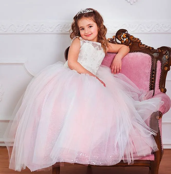 Urocza koronkowa sukienki z kwiatami na ślub małe dziewczynki suknia balowa suknia balowa