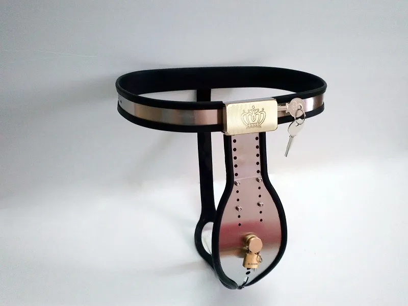 Ceinture de chasteté réglable en acier inoxydable, modèle masculin, courbe en T, grande rainure de Scrotum, Cage à pénis, jouet sexuel Bdsm, 2017