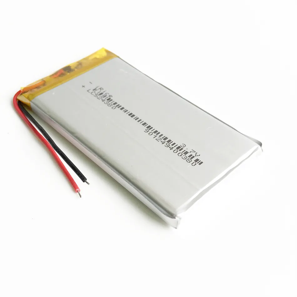 Modell 524380 3.7V 2000MAH Lipo Rechargeable Battery Polymer Litium Högkapacitetsceller för DVD-kudde GPS Power Bank Camera E-Books Recorder