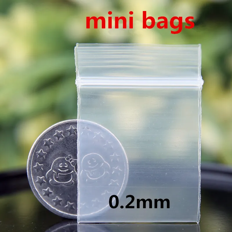 Transparent Mini Miniature Zip Lock En Plastique Emballage De Stockage Sacs Nourriture Bonbons Haricots Bijoux Refermable Épais PE Auto-Scellant Petit Emballage