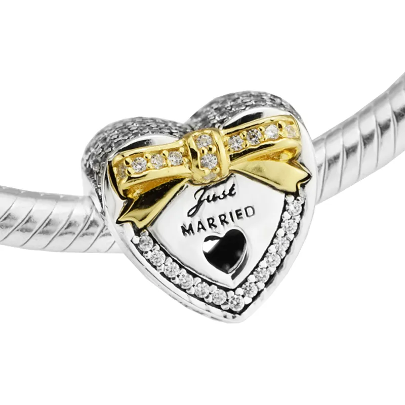 Castino per il cuore del matrimonio Clear CZ 2017 Spring 100% 925 perle in argento sterling adatto Pandora Charms Bracciale Autentico Gioielli di moda fai -da -te