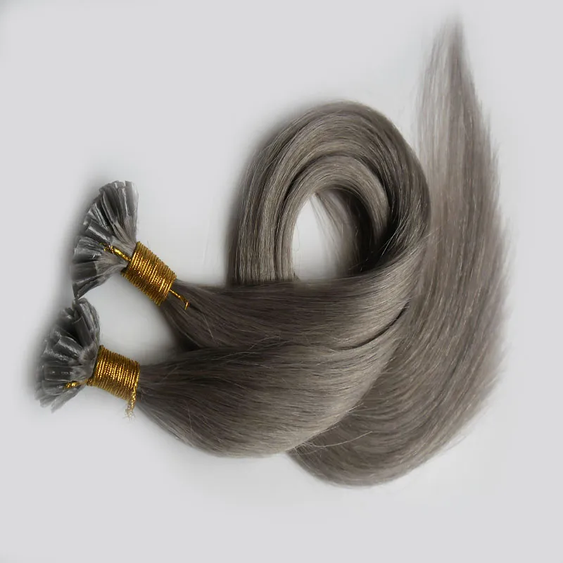 Silver Grey Hair Extensions Brazylijski Proste Ludzkie Hair Fusion U Extensions końcówki 100s Pre Bonded Ludzkie Przedłużanie Włosów 100g