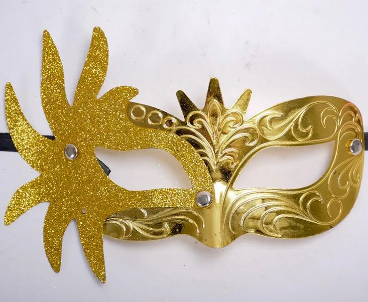 Venetian masquerade masks side flowers painted gold powder small crown princess beauty halloween mask G600