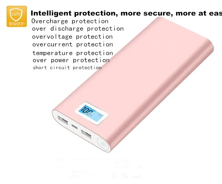 18650 Power Bank 20000mah ЖК-дисплей внешний батареи Портативный мобильный Fast Charger Dual USB Powerbank для iPhone 6 Samsung Tablet