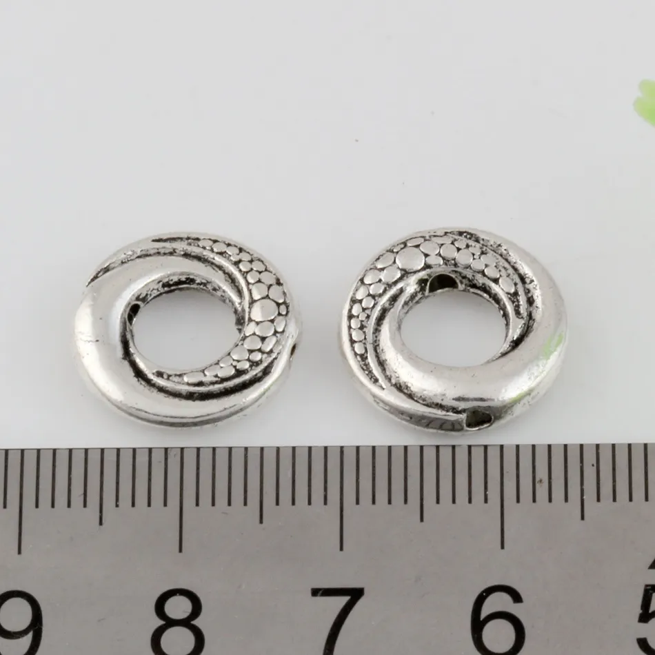 Hot ! Antiqued Silver Zinc Alloy Round Circle Spacer Beads Frame Charms 15mm DIY Jewelry