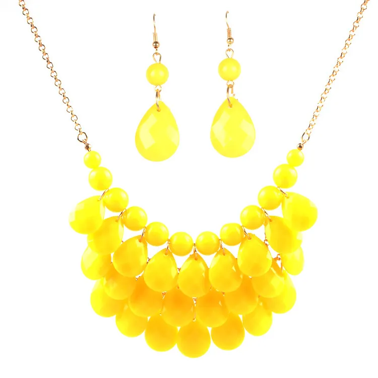 Fashion Floating Bubble Necklace Earrings Set Teardrop Bib Collar Statement Jewelry for Women For Gifts HJ110