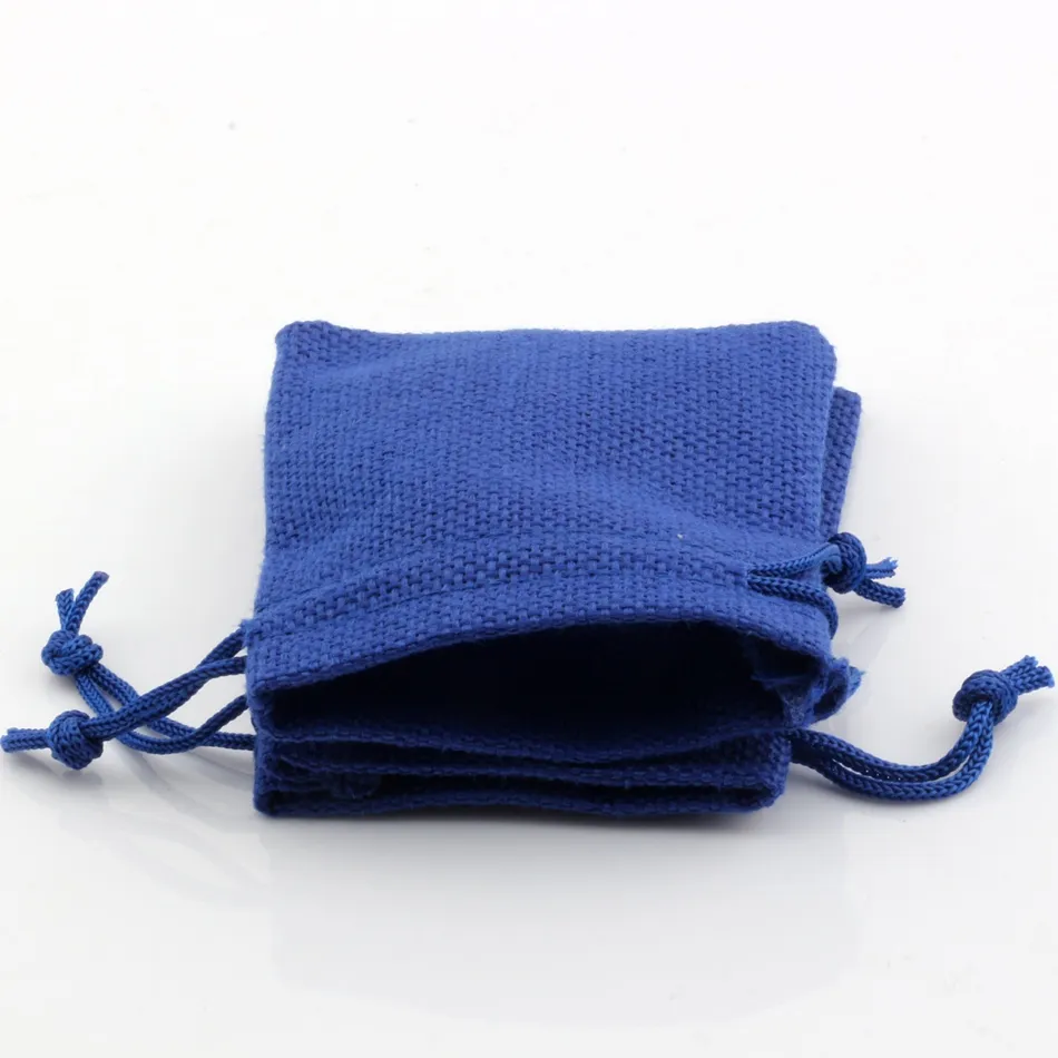 Linen Fabric Drawstring bags Candy Jewelry Gift Pouches Burlap Gift Jute bags 7x9cm / 10x14cm /13x18cm / 15x20cm  blue 