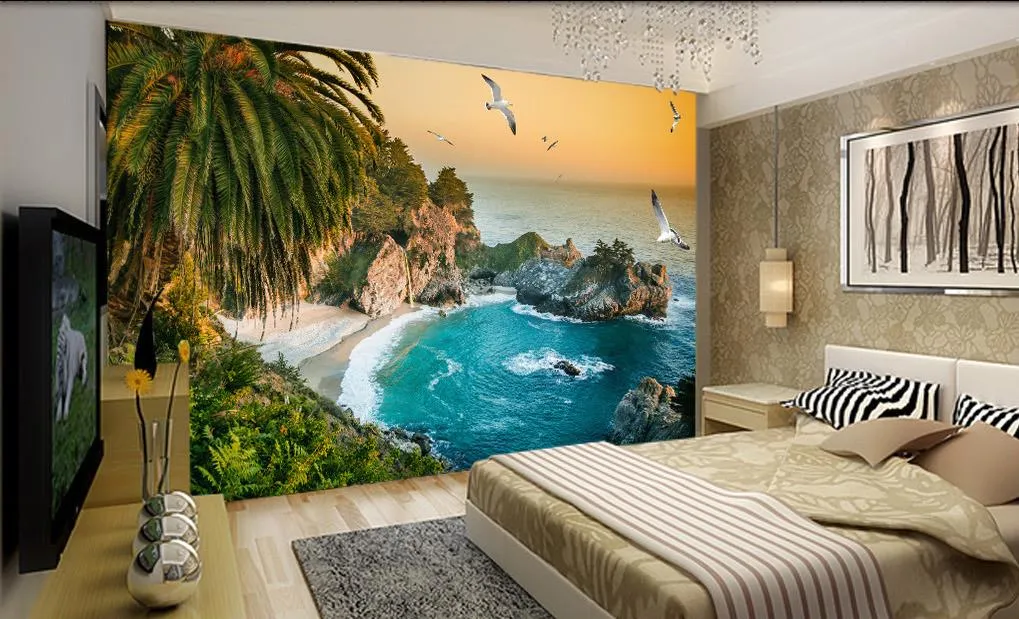 Foto Personalizza dimensioni Fantastica bellezza bellissima vista mare scenario scenario TV decorazione pareti pittura