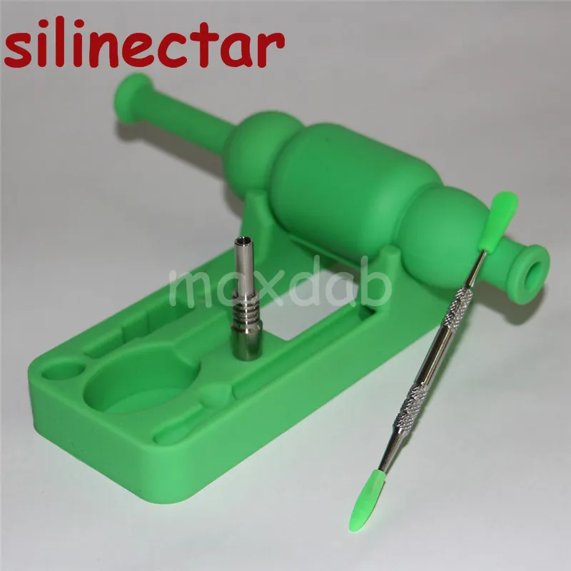 wholesale Narghilè Silicon Nector Bong con chiodi in titanio maschio da 10 mm strumenti dabber silicone Rig bong SiliNectar vasetto in silicone da 5 ml