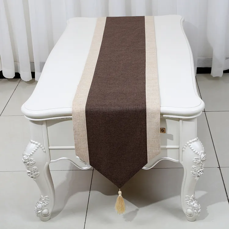 Plain Patchwork Short Length Table Runner Chinese style Cotton Linen Modern Simple Coffee Table Cloth Dining Table Protective Pads 150x33cm