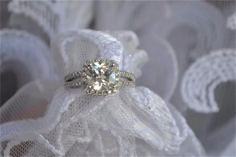 Yhamni Original Fashion Jewelry 925 Sterling Silver Wedding Rings för kvinnor med 8mm Cz Diamond Engagement Ring Wholesale J29Hg
