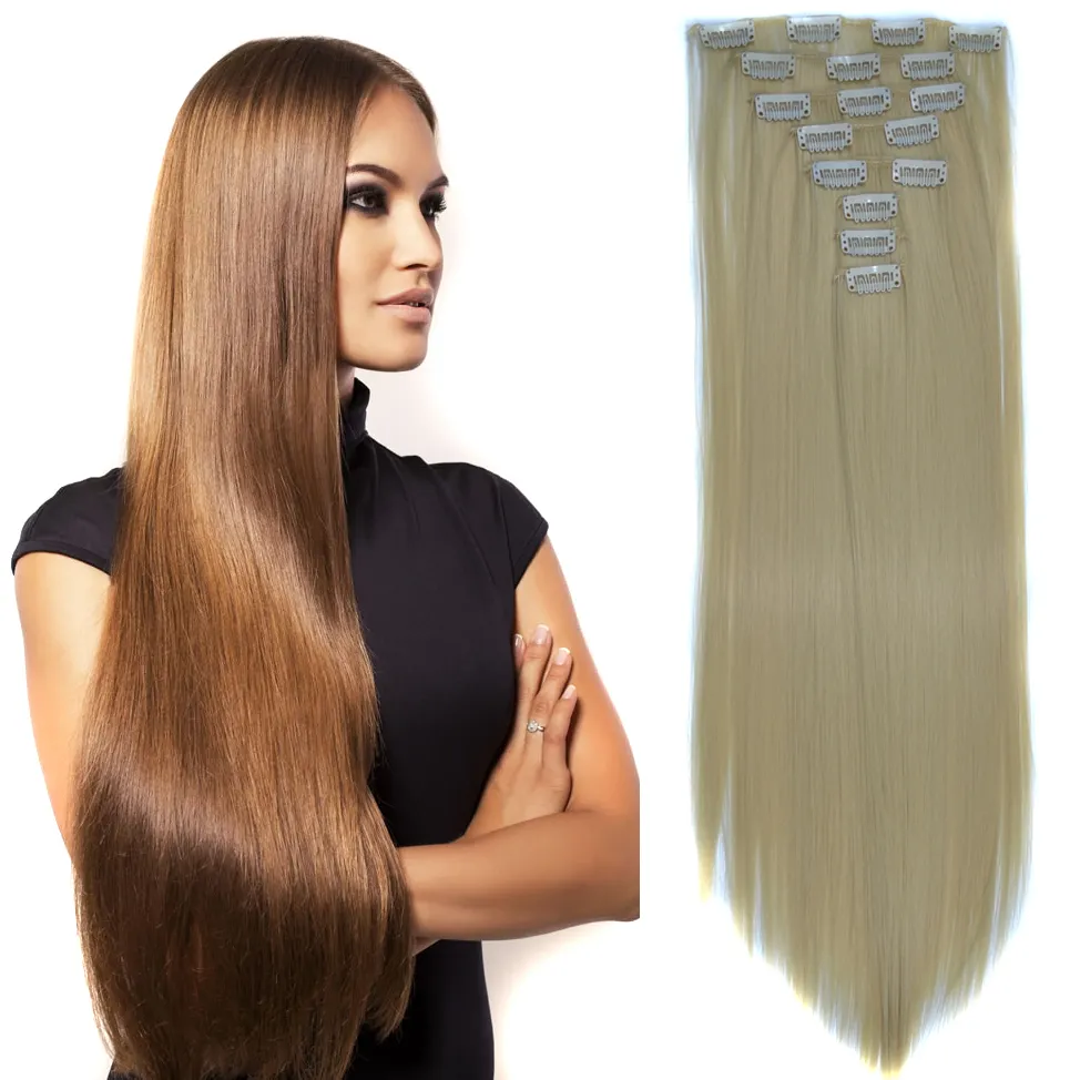 clip in hair extension synthetic straight hair 250gram dropshipping synthetic synthetic braiding hair clips marley twist